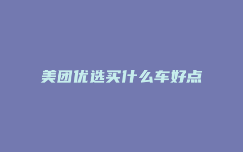 美团优选买什么车好点