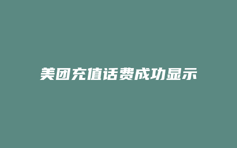 美团充值话费成功显示什么