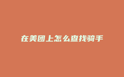 在美团上怎么查找骑手