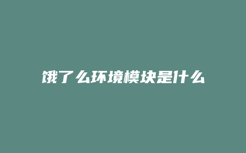 饿了么环境模块是什么