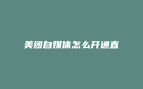 美团自媒体怎么开通直播