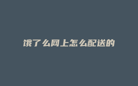 饿了么网上怎么配送的