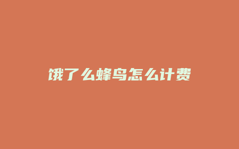 饿了么蜂鸟怎么计费