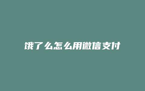 饿了么怎么用微信支付