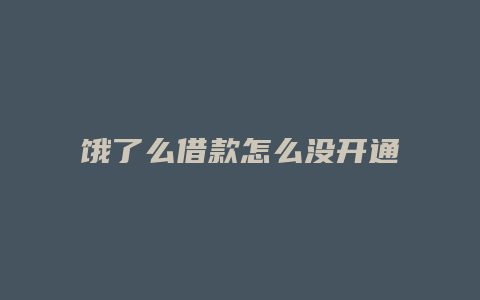 饿了么借款怎么没开通