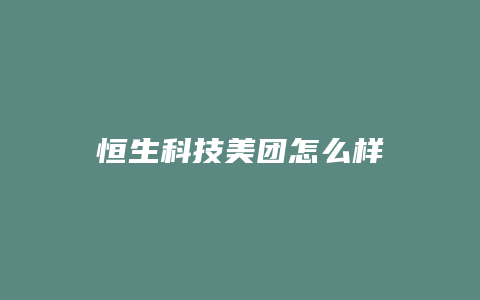 恒生科技美团怎么样