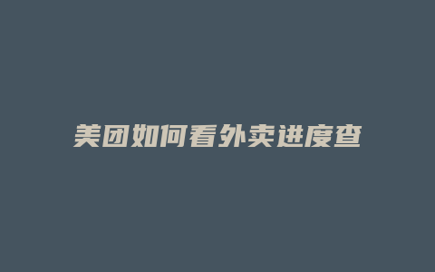 美团如何看外卖进度查询