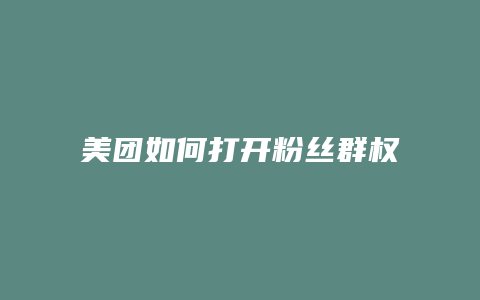 美团如何打开粉丝群权限