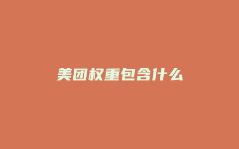 美团权重包含什么