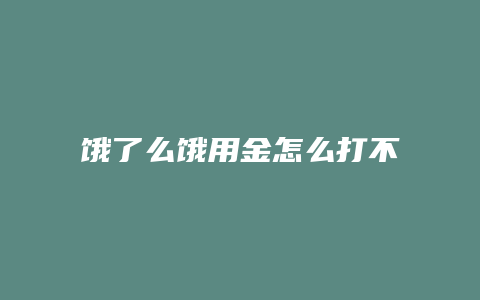 饿了么饿用金怎么打不开