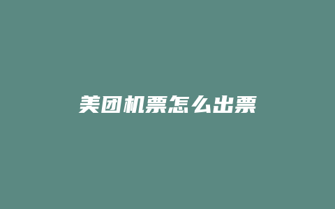 美团机票怎么出票
