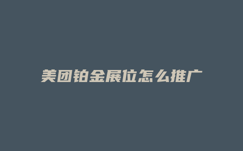 美团铂金展位怎么推广