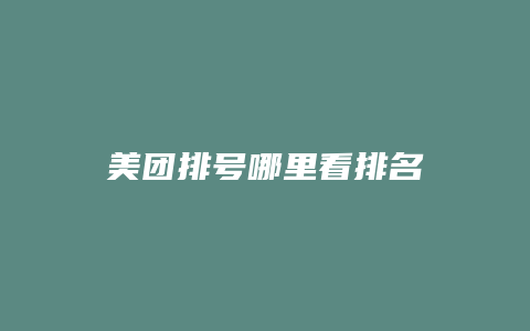 美团排号哪里看排名