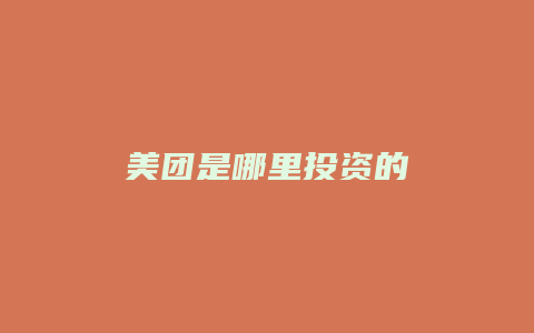 美团是哪里投资的