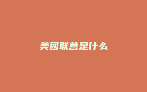 美团联营是什么