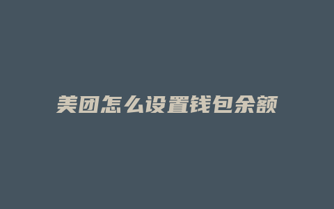 美团怎么设置钱包余额