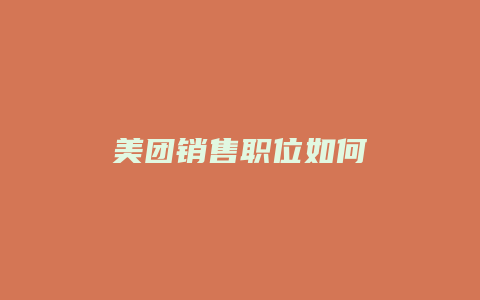 美团销售职位如何