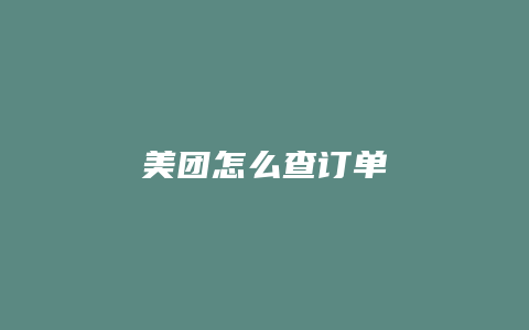 美团怎么查订单