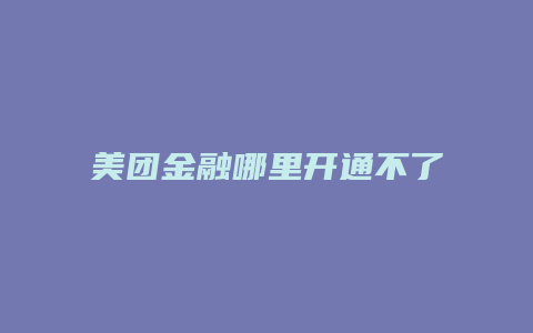美团金融哪里开通不了