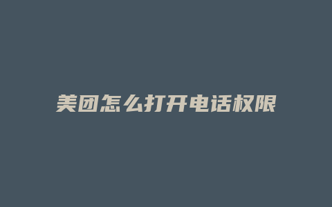 美团怎么打开电话权限