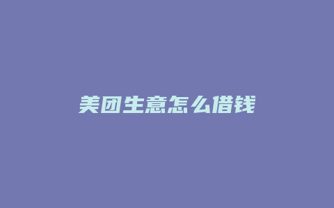 美团生意怎么借钱