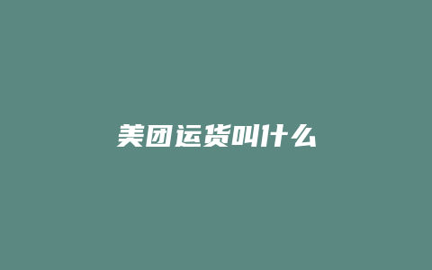 美团运货叫什么