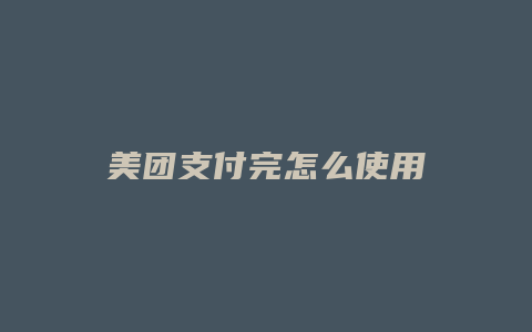 美团支付完怎么使用