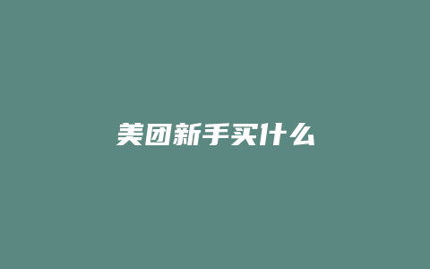 美团新手买什么