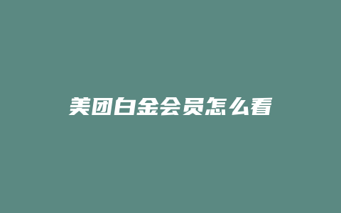 美团白金会员怎么看