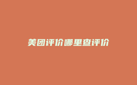 美团评价哪里查评价