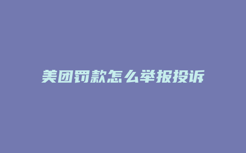 美团罚款怎么举报投诉