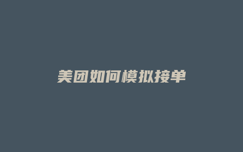 美团如何模拟接单