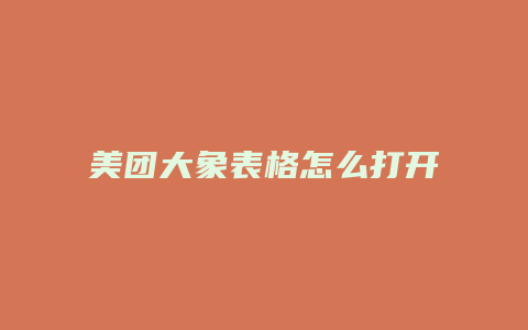 美团大象表格怎么打开