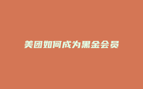 美团如何成为黑金会员