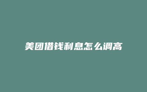 美团借钱利息怎么调高