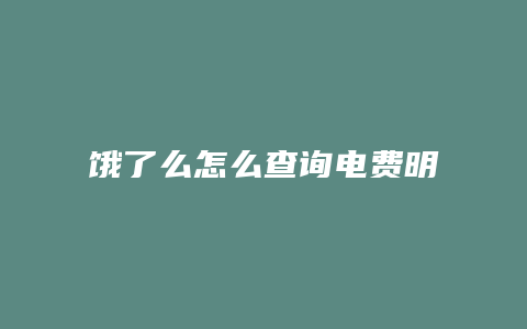 饿了么怎么查询电费明细