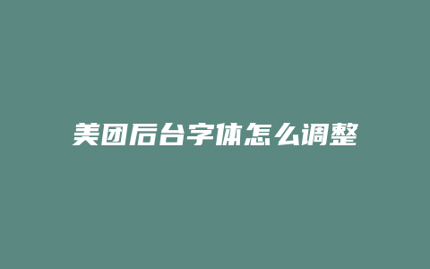 美团后台字体怎么调整