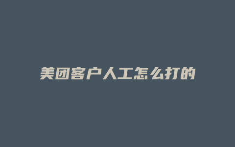 美团客户人工怎么打的