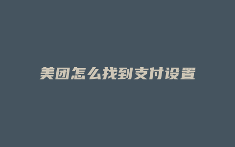 美团怎么找到支付设置