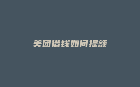 美团借钱如何提额
