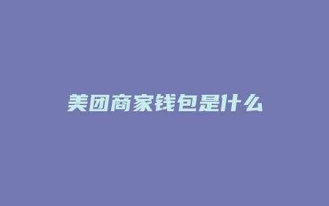 美团商家钱包是什么