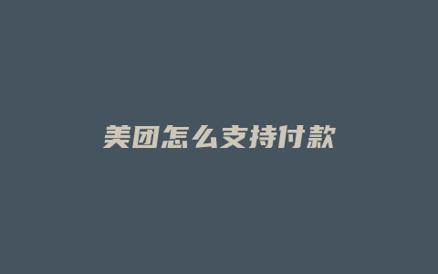 美团怎么支持付款
