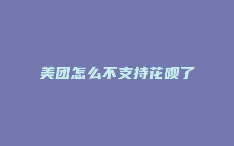 美团怎么不支持花呗了