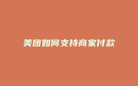 美团如何支持商家付款