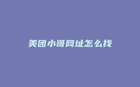 美团小哥网址怎么找