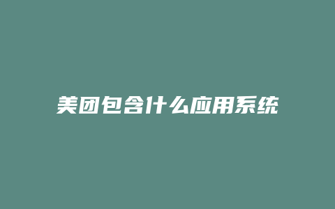 美团包含什么应用系统