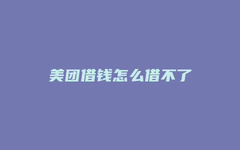 美团借钱怎么借不了