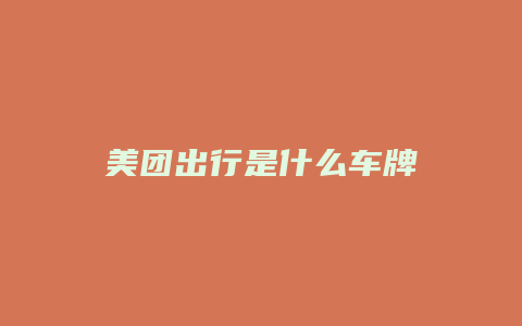 美团出行是什么车牌