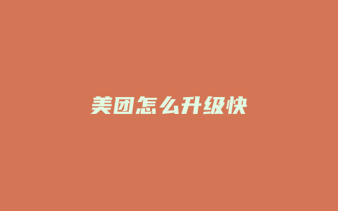 美团怎么升级快