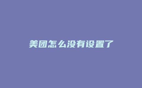 美团怎么没有设置了